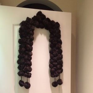 GENUINE RABBIT FUR POM POM WINTER SCARF
